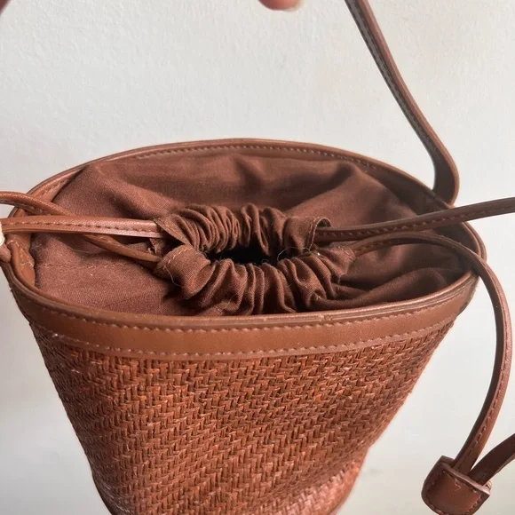 Etienne Aigner Tan Woven Mini Bag with Pineapple Charm - Picture 4 of 11